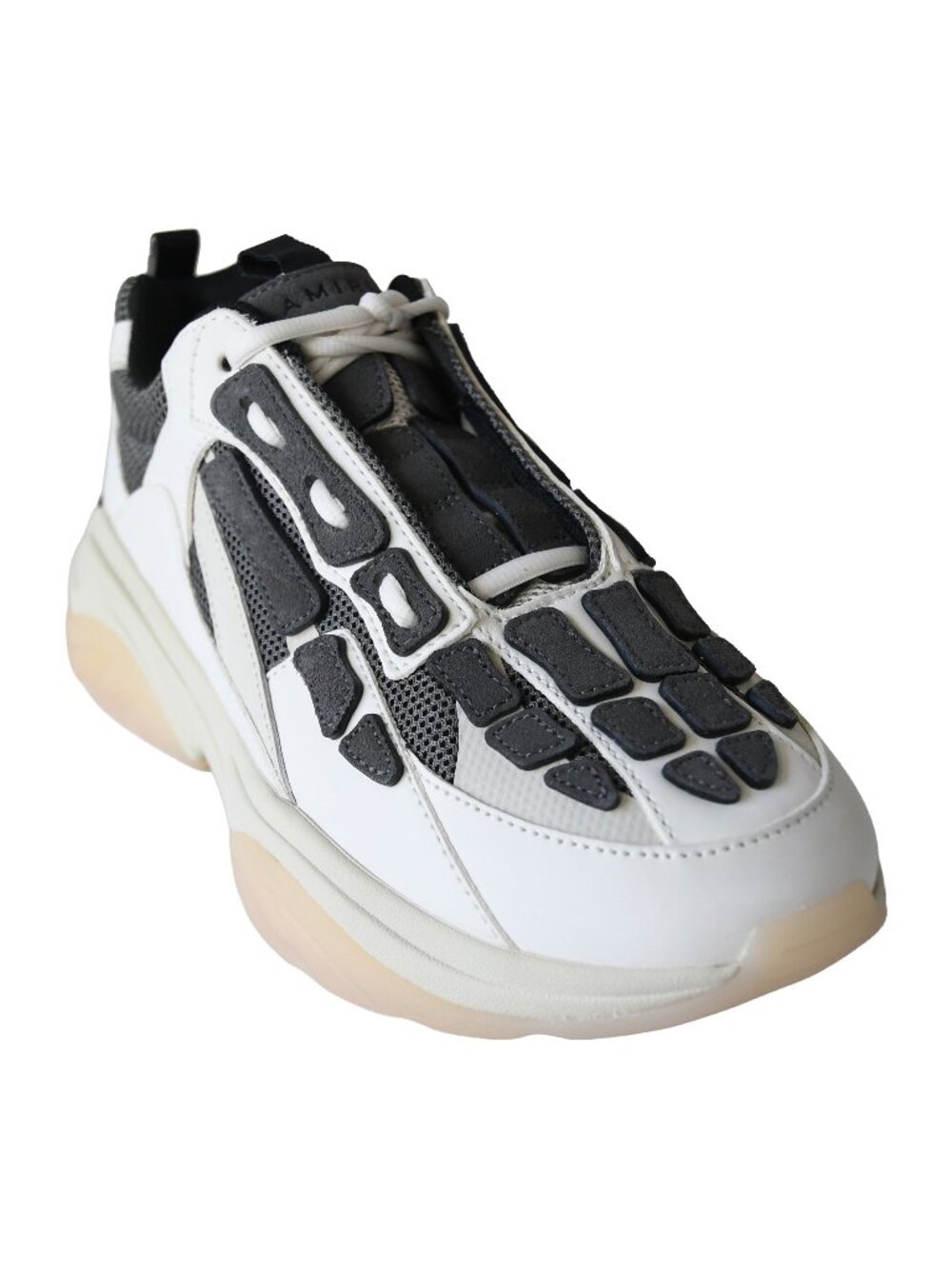 Amiri Bone Runner Leather Suede Mesh Sneaker Cream Black